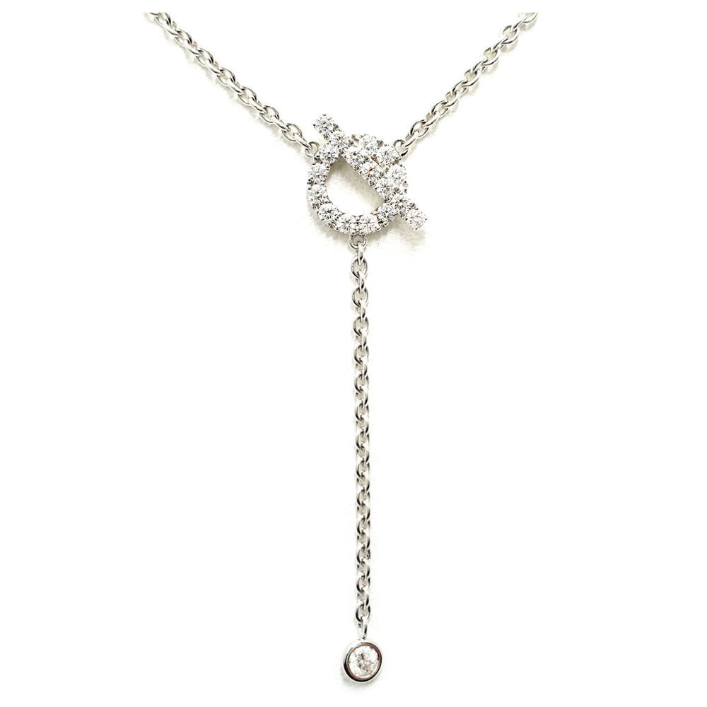 エルメス HERMES フィネス ラリアット タイ ダイヤモンド ネックレス 750WG 0.55ct