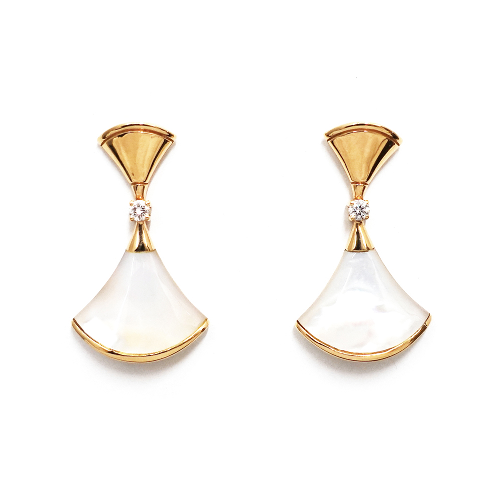 ブルガリ BVLGARI ディーヴァ ドリーム ピアス ダイヤモンド マザーオブパール 750PG