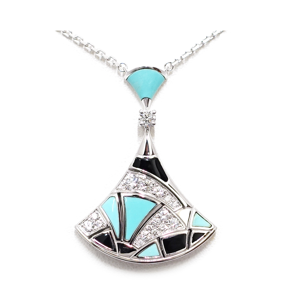 ブルガリ BVLGARI ディーヴァ ドリーム ネックレス パヴェ ダイヤモンド ターコイズ オニキス 750WG