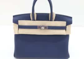 エルメス バーキン25 ブルーネイビー シルバー金具 トゴ