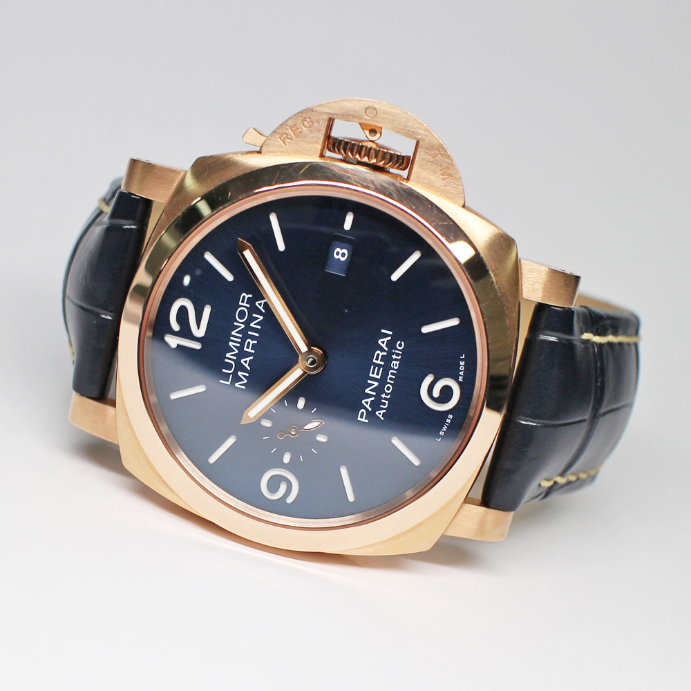パネライ ルミノールマリーナ ゴールドテック PAM01112 W番 ブルー RG ラバー 保証書付き 2021年