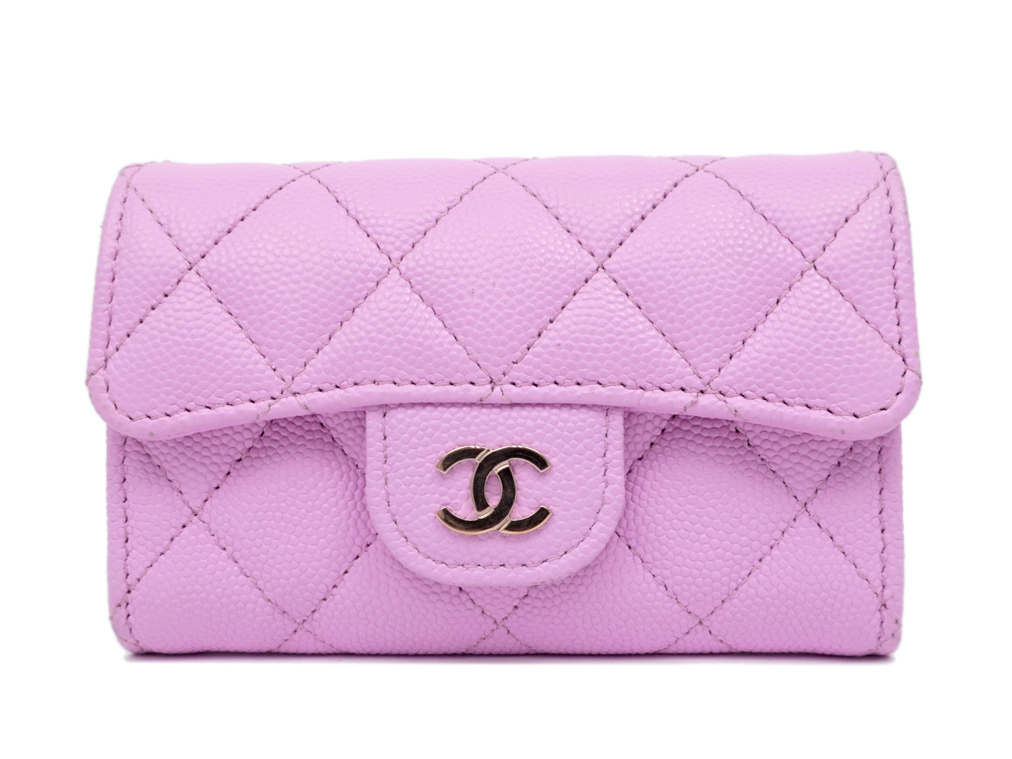 シャネル カードケース マトラッセ キャビアスキン ピンク AP0214