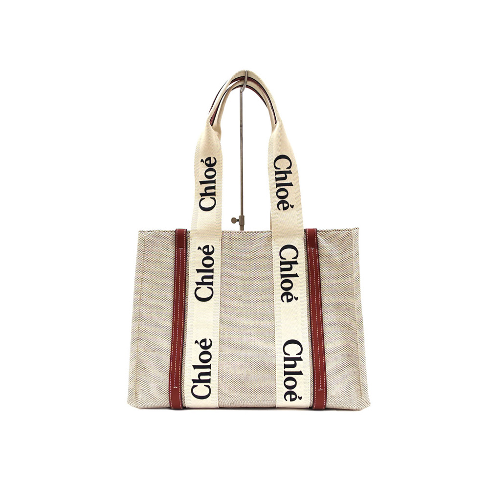 クロエ CHLOE ウッディ ミディアム トートバッグ キャンバス レザー CHC22AS383I2690U