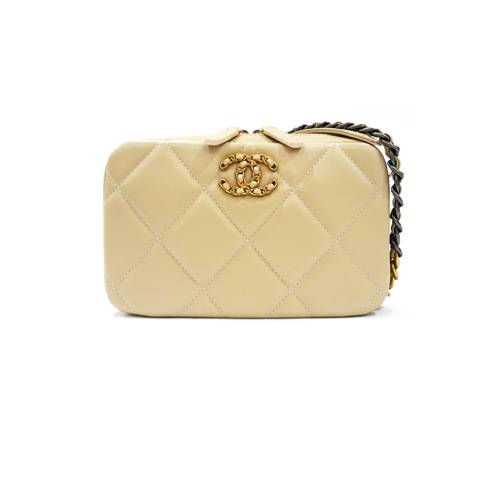 シャネル CHANEL CHANEL19 フォンホルダー ラムスキン チェーンショルダーバッグ AP2728 ベージュ