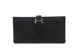 エルメス HERMES ベアンスフレ ノワール ブラック シェーブル U刻 シルバー金具 長財布