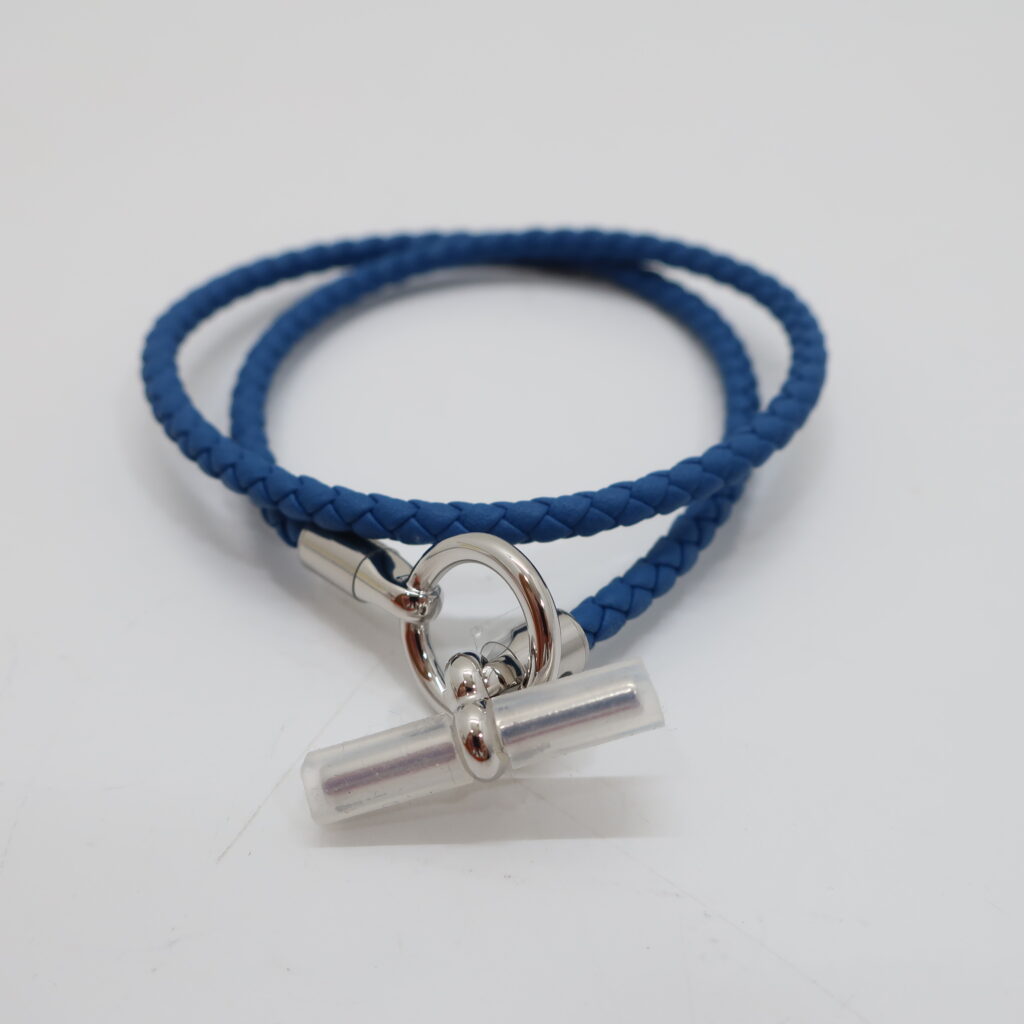 エルメス ブレスレット グレナン ダブルツアー スイフト ブルー シルバー金具