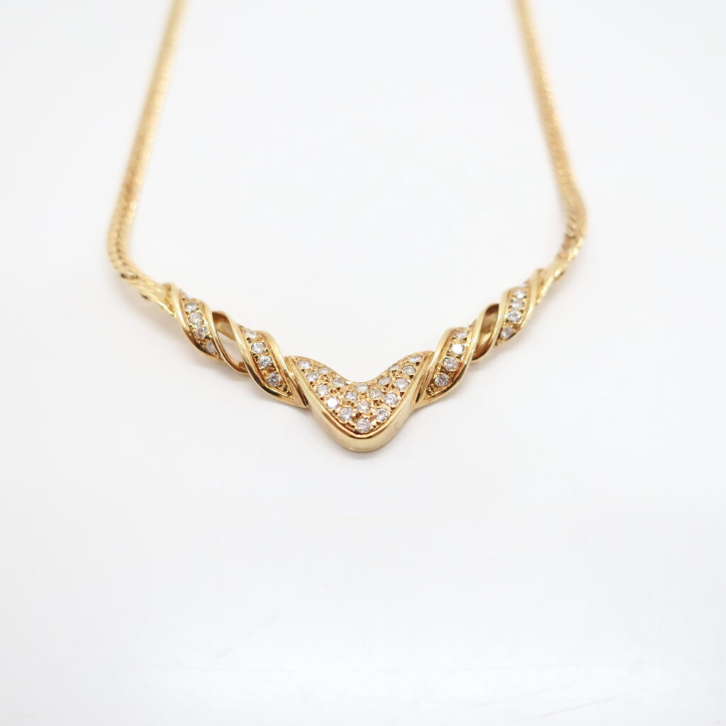 ネックレス K18 イエローゴールド メレダイヤ デザイン