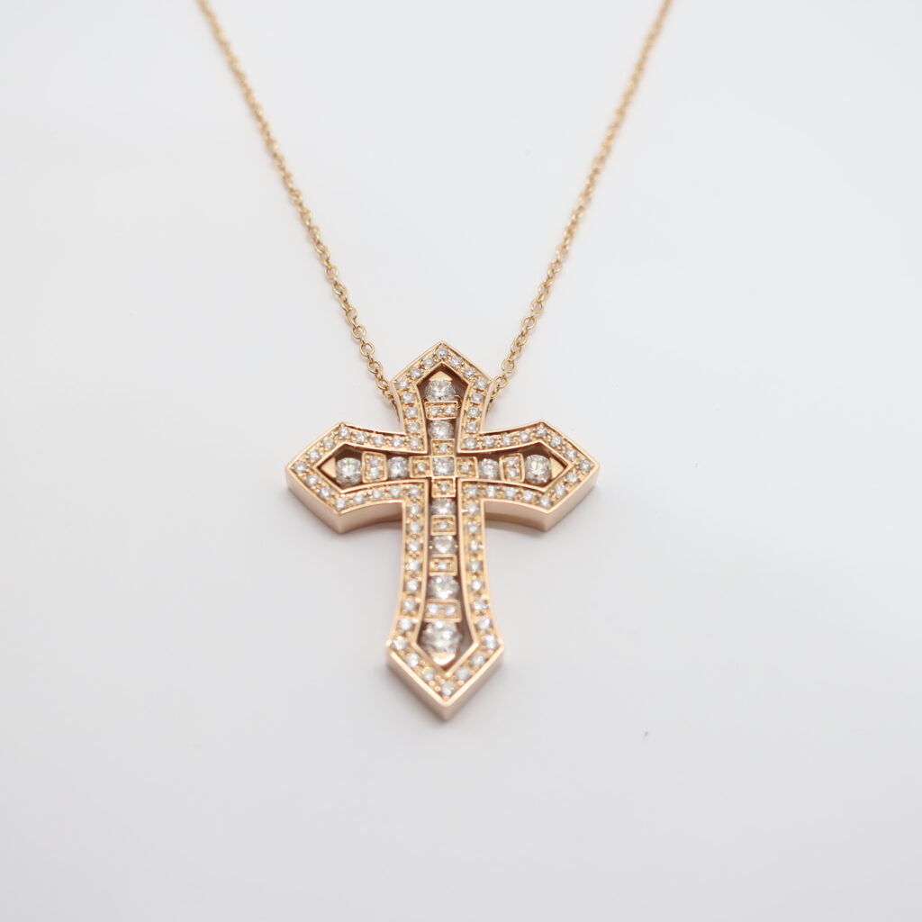 ダミアーニ ベルエポック クラウン ネックレス クロス 750PG ピンクゴールド