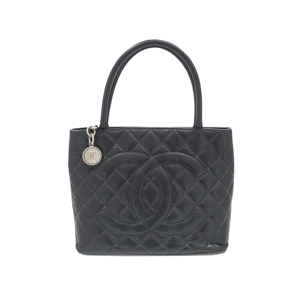 シャネル CHANEL 復刻トート ブラック キャビアスキン A01804 シルバー金具