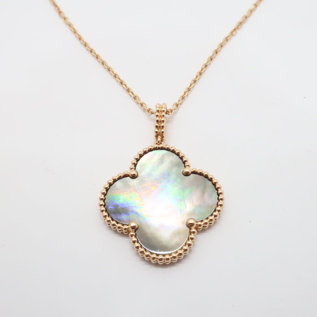 ヴァンクリーフ＆アーペル マジックアルハンブラ ネックレス 1モチーフ K18PG ピンクゴールド グレーマザーオブパール VCARP6I200