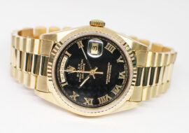ロレックス デイデイト 18238 E番 ブラック ピラミッド YG 保証書付き