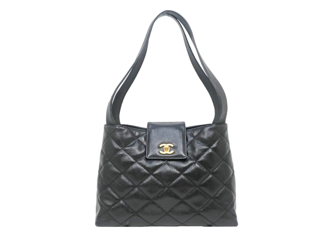 シャネル トートバッグ  キャビアスキン ブラック ゴールド金具