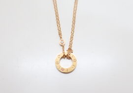 カルティエ ラブサークル ネックレス K18 イエローゴールド ピンクサファイヤ ダイヤモンド