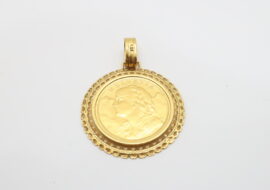 ペンダントトップ K18/K21.6 ブルネリ金貨 20フラン イエローゴールド