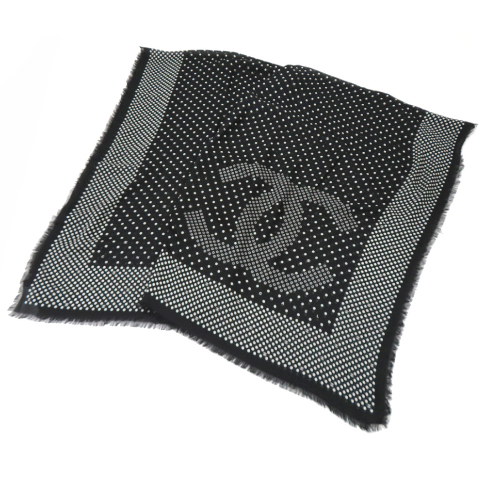 シャネル ストール ココマーク ドット ブラック ホワイト カシミヤ シルク ショール 小物 新品