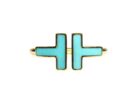 ティファニー リング Tワイヤー ターコイズ 750YG