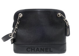 CHANEL キャビア ブラック シャネルロゴ チェーンショルダーバッグ