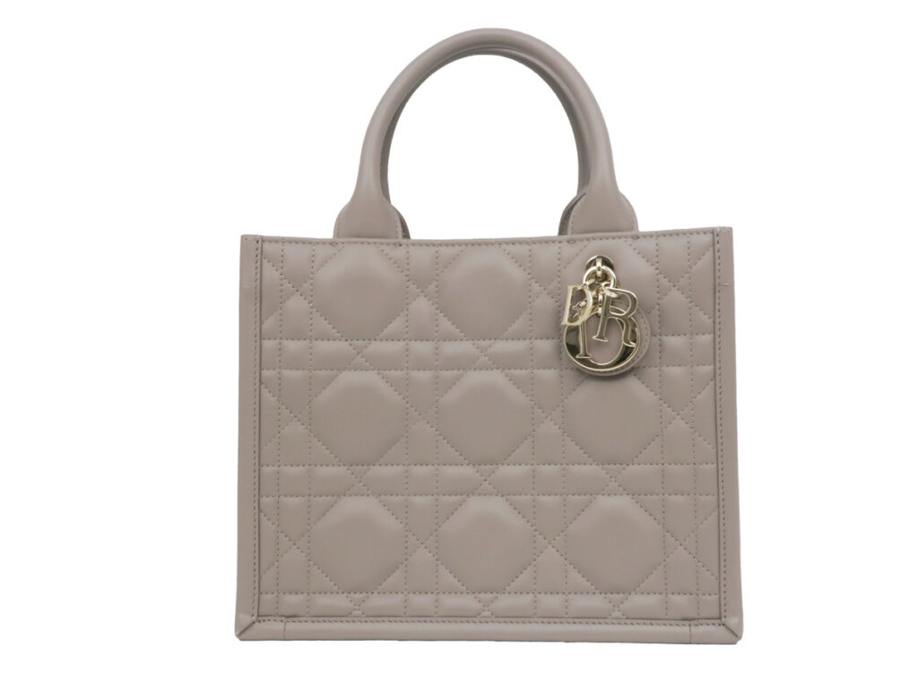 ディオール ブックトート ハンドバッグ スモール ショルダー カーフ マクロカナージュ グレージュ M1325OWHP