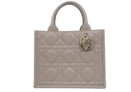 ディオール ブックトート ハンドバッグ スモール ショルダー カーフ マクロカナージュ グレージュ M1325OWHP