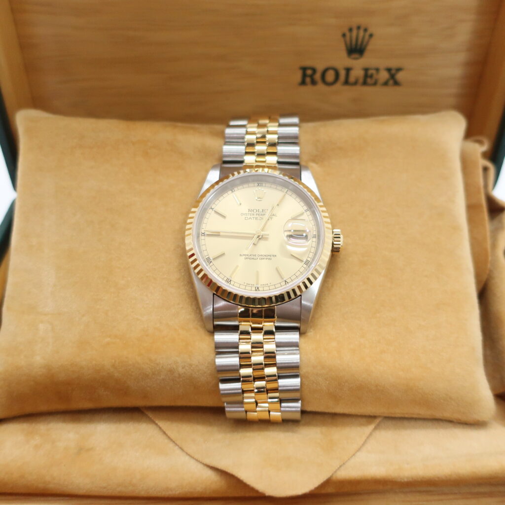 ロレックス デイトジャスト シャンパン文字盤 16233 SS YG