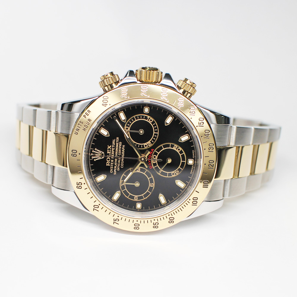 ロレックス デイトナ 116523 Y番 ブラック SS YG 自動巻き メンズ 保証書付き