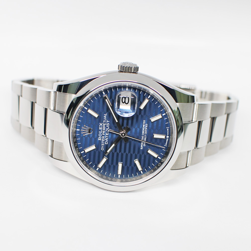 ロレックス デイトジャスト 36 126200 ランダム ブルー フルーテッドモチーフ SS オイスター 自動巻き メンズ 保証書付き 2022年