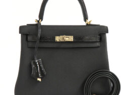 エルメス ケリー25 タッチ 内縫い ブラック ゴールド金具 トゴ リザード B刻印 2023年 黒 新品