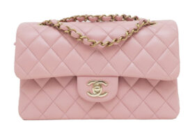 シャネル マトラッセ23 Wフラップチェーンショルダーバッグ ラムスキン ピンク