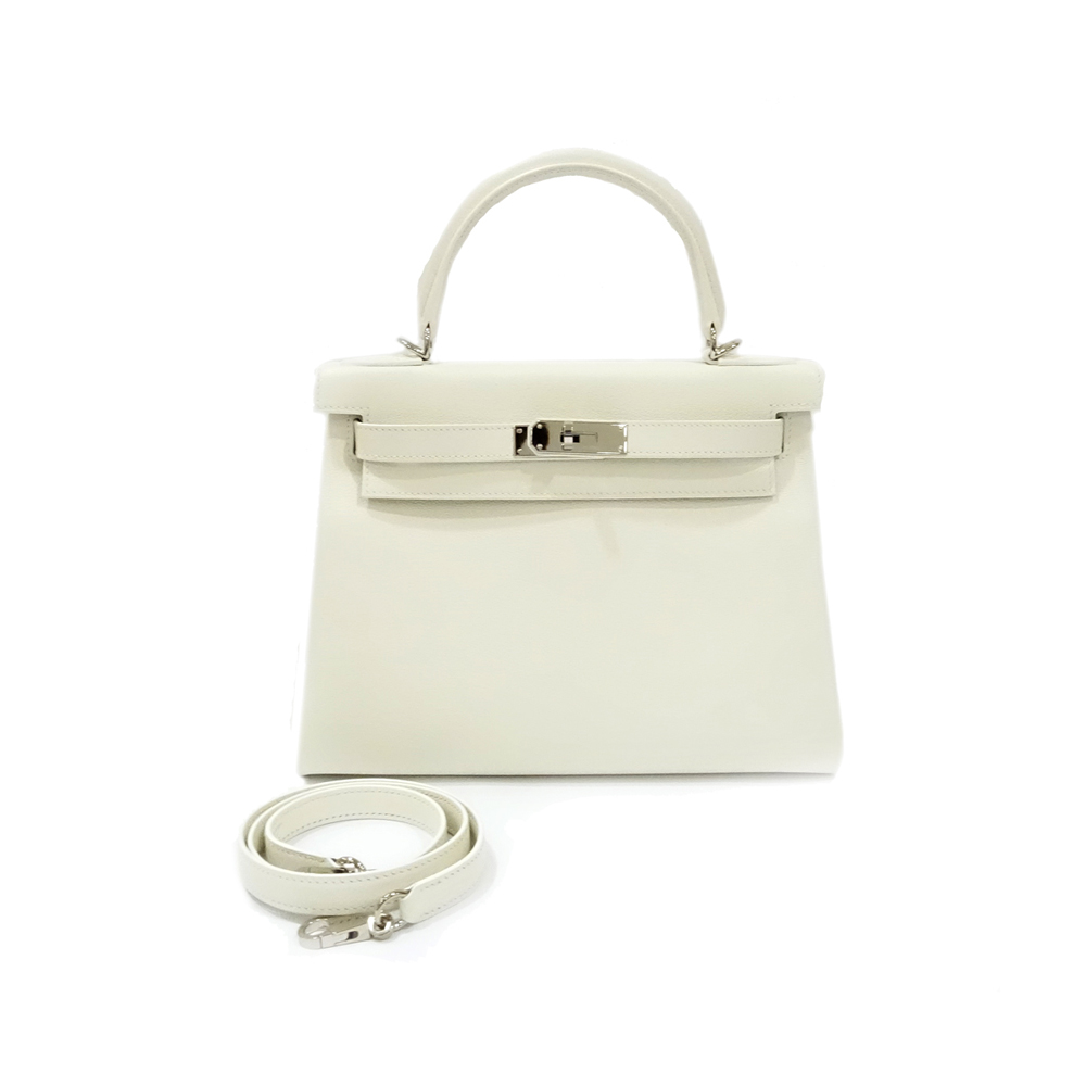 エルメス HERMES ケリー28 ホワイト エバーカラー 内縫い シルバー金具 Z刻印