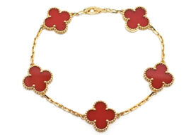 ヴァンクリーフ&アーペル VAN CLEEF&ARPELS 750YG ヴィンテージ アルハンブラ ブレスレット 5モチーフ カーネリアン