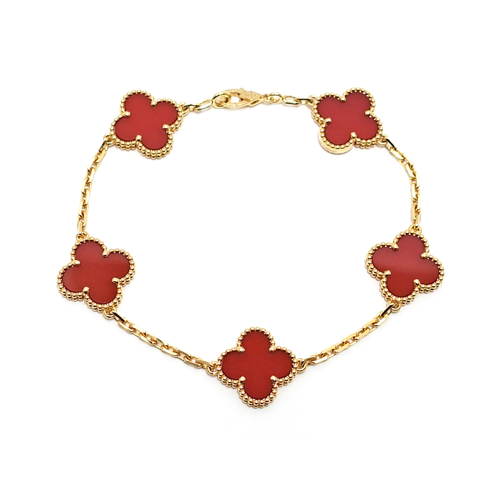 ヴァンクリーフ&アーペル VAN CLEEF&ARPELS 750YG ヴィンテージ アルハンブラ ブレスレット 5モチーフ カーネリアン