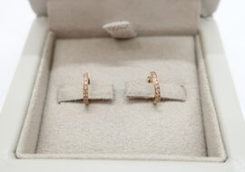 レポシ フープ ピアス 一対 K18PG ピンクゴールド ダイヤモンド