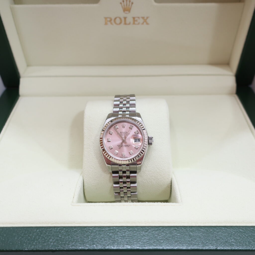 ロレックス デイトジャスト 179174G 10P ダイヤ ピンク文字盤 ジュビリーブレス