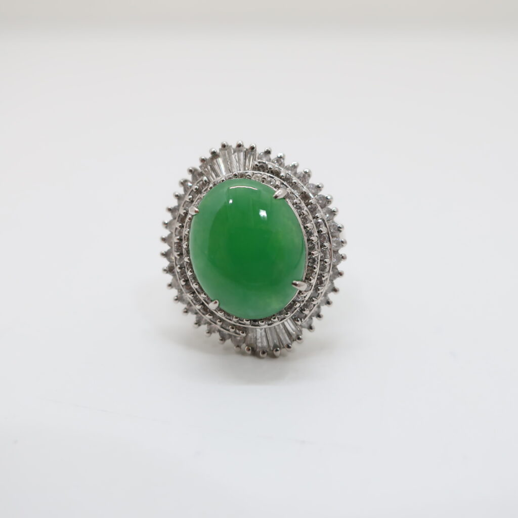 リング Pt900 プラチナ 翡翠 ジェイダイト ダイヤモンド