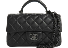 シャネル トップハンドル ミニ フラップバッグ AS2431 ソーブラック クラシック ハンドバッグ ラムスキン 新品同様