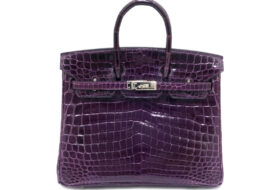 エルメス バーキン25 クロコダイルニロティカス アメジスト シルバー金具 □N刻印