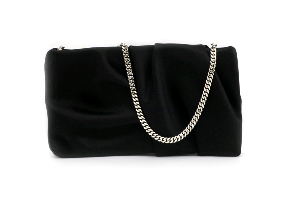 ジミーチュウ ボニークラッチ ブラック シルバー金具 クラッチバッグ サテン