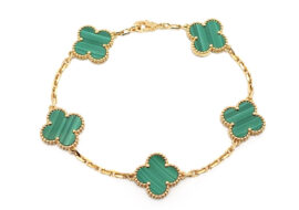 ヴァンクリーフ&アルハンブラ VAN CLEEF&ARPELS ブレスレット マラカイト 5モチーフ 750YG