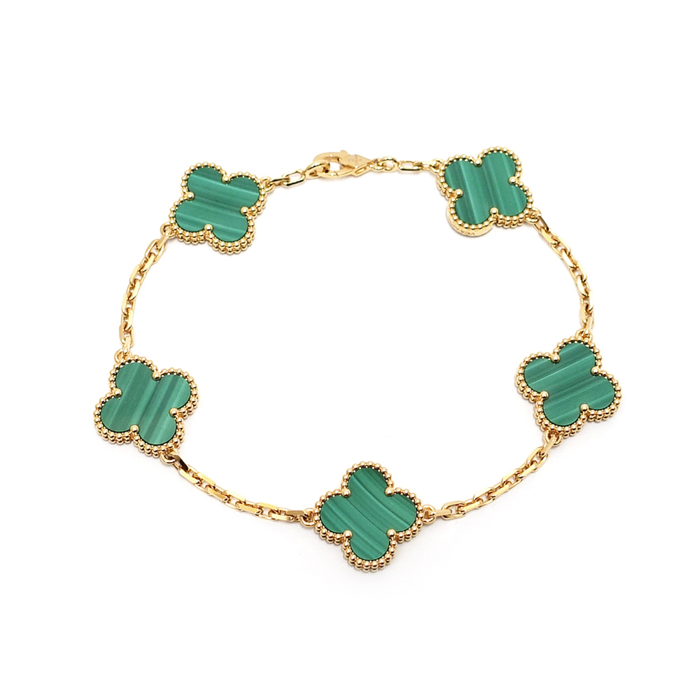 ヴァンクリーフ&アルハンブラ VAN CLEEF&ARPELS ブレスレット マラカイト 5モチーフ 750YG