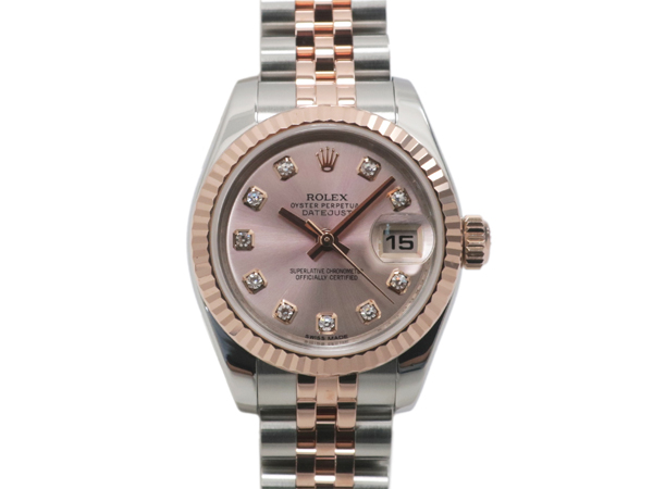 ロレックス デイトジャスト 179171G ランダム ピンク文字盤 10Pダイヤ ジュビリーブレス SS/RG
