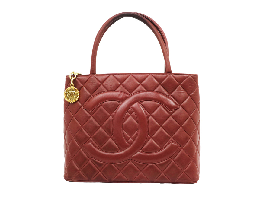 CHANEL シャネル 復刻トートバッグ ゴールド金具 1804 ボルドー ラムスキン