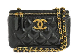 シャネル マトラッセ バニティバッグ AP4139 ブラック ゴールド金具 カーフスキン