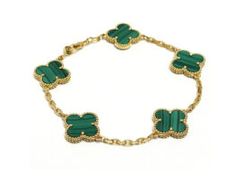 ヴァンクリーフ&アーペル VAN CLEEF&ARPELS ヴィンテージ アルハンブラ ブレスレット マラカイト 5モチーフ 750YG VCARL80900
