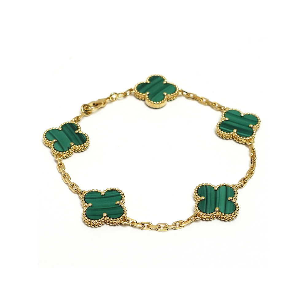 ヴァンクリーフ&アーペル VAN CLEEF&ARPELS ヴィンテージ アルハンブラ ブレスレット マラカイト 5モチーフ 750YG VCARL80900