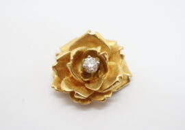 ペンダントトップ ローズモチーフ K18 Pt900 イエローゴールド プラチナ ダイヤモンド 1P