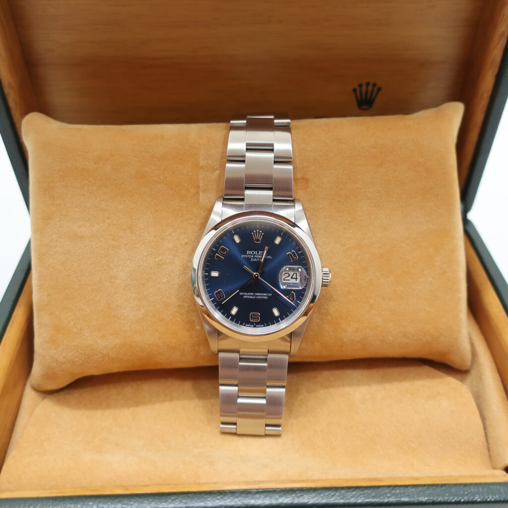 ロレックス オイスターパーペチュアル デイト ブルー文字盤 SS 15200