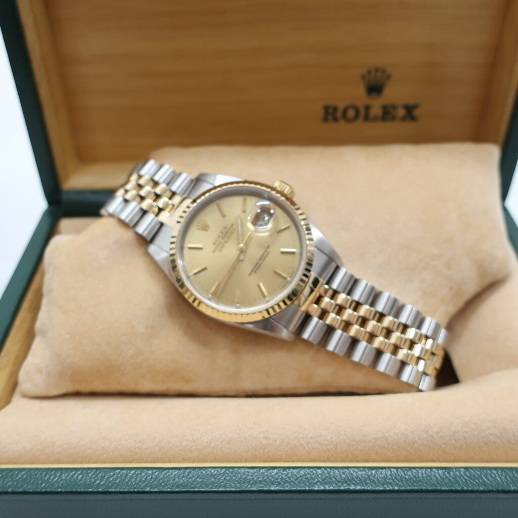 ロレックス デイトジャスト シャンパンゴールド文字盤 SS YG イエローゴールド 16233