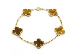ヴァンクリーフ&アーペル VAN CLEEF & ARPELS ヴィンテージ アルハンブラ ブレスレット タイガーアイ 5モチーフ 750YG VCARD35600