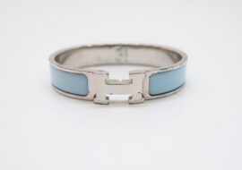 エルメス クリッククラックPM シルバー ライトブルー バングル