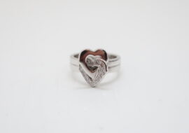 カルティエ 2ハート モチーフリング 750WG ダイヤモンド